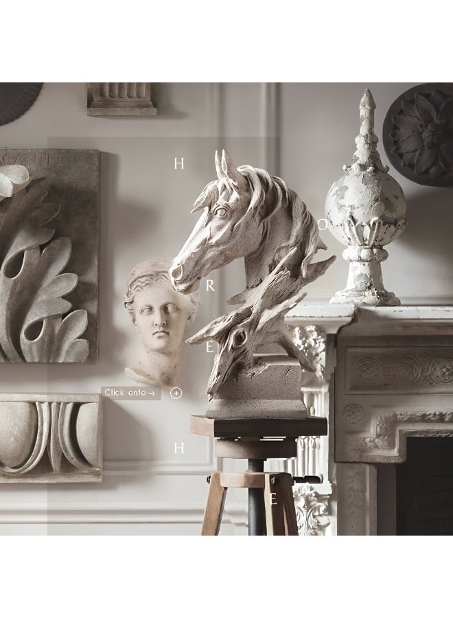 ALMiHomi Abstract Horse Head Resin Sculpture Home Decor – Sandstone Color Horse Bust Statue for Living Room, Office Desk, Shelf Decoration & Good Luck Ornament - Image 3